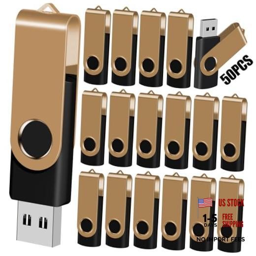 50-Pack USB Flash Drives Bulk  USB 2.0 Thumb Drive,Gold 16GB 50PCS-Gold