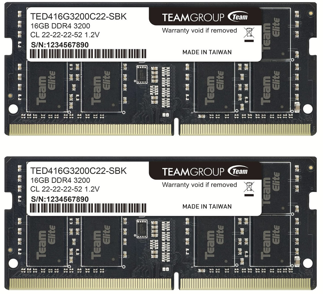 TEAMGROUP Elite DDR4 SODIMM 32GB Kit (2 x 16GB) 3200MHz PC4-25600 CL22