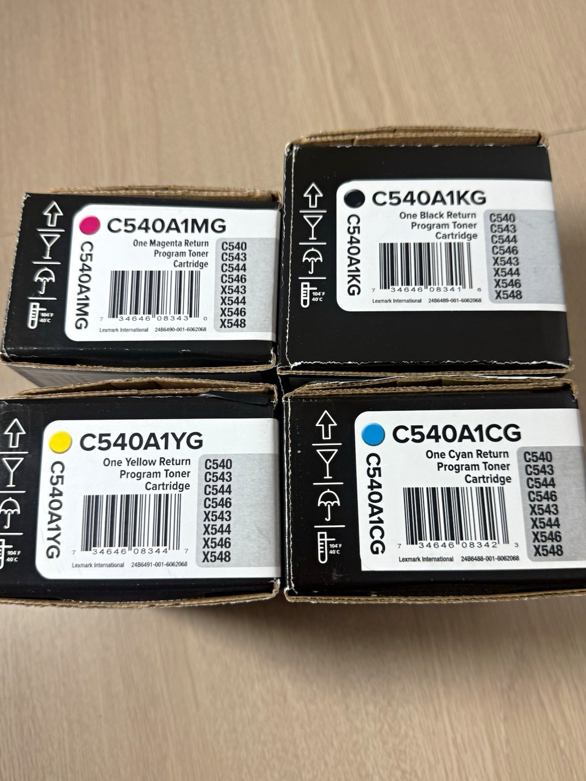 Lexmark C540 Toner Cartridges 4 CMYK New Genuine OEM C540A1KG A1CG A1MG A1YG