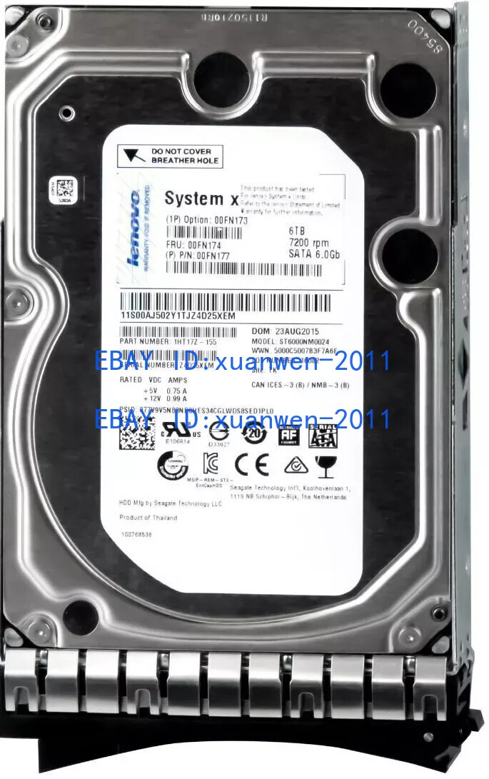 Lenovo IBM 00FN173 00FN174 00FN177 6TB 7.2K 6Gbps NL SATA 3.5" G2HS 512e HDD