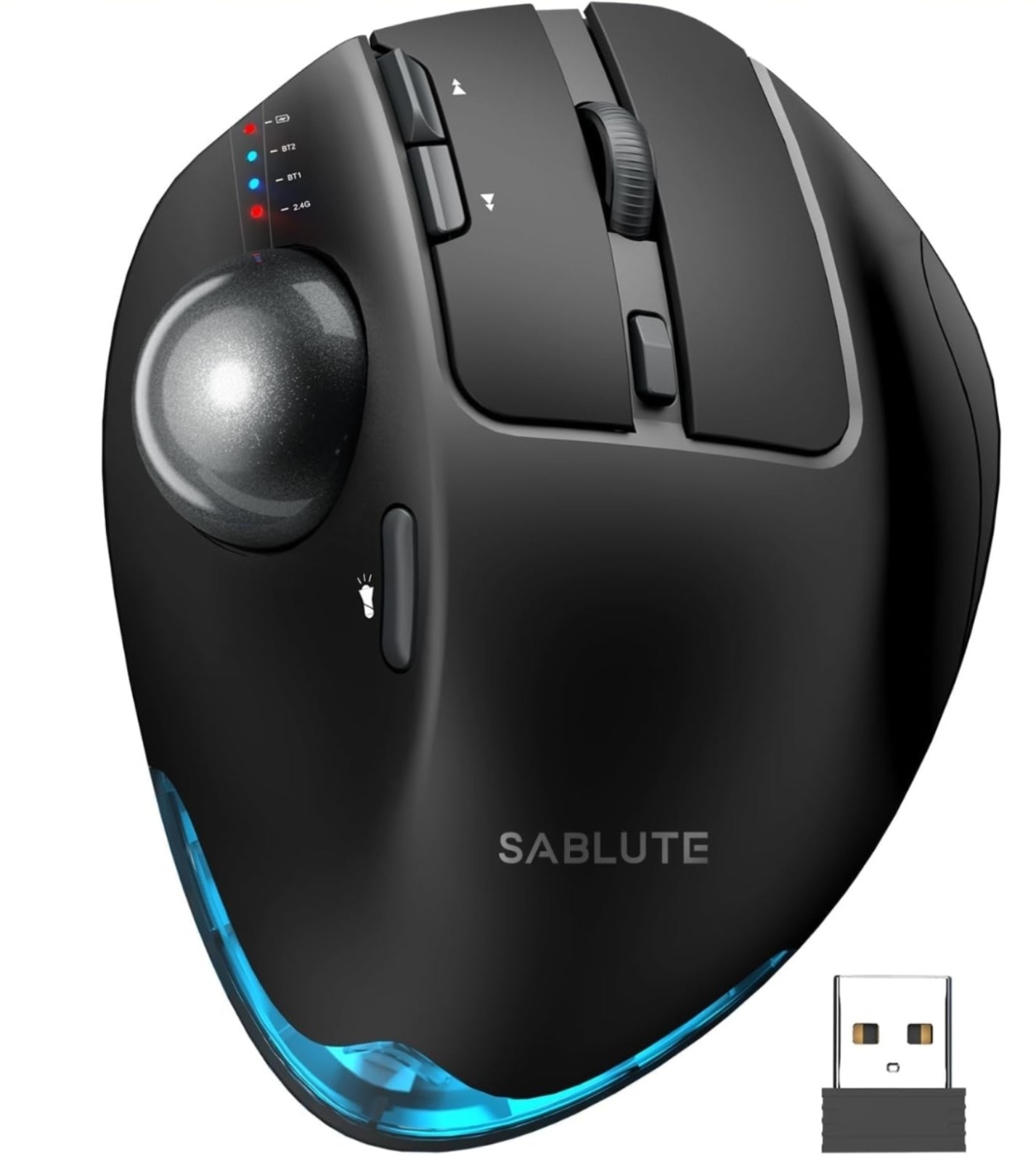 SABLUTE MA M1 Pro Ergonomic Adjustable DPI Wireless Trackball Mouse Black