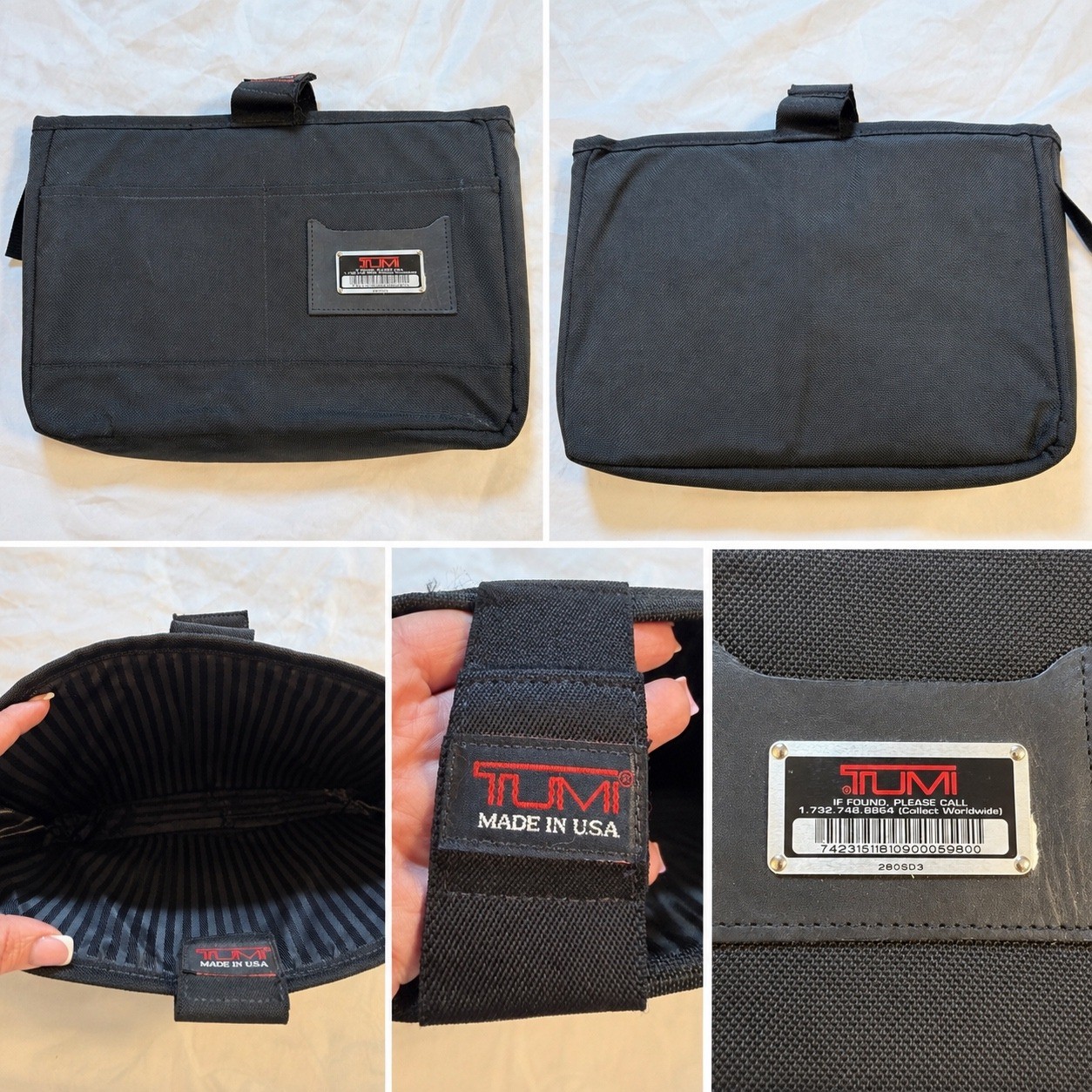 Tumi 280SD3 Black Ballistic Nylon Laptop Sleeve Organizer Pouch Made in USA
