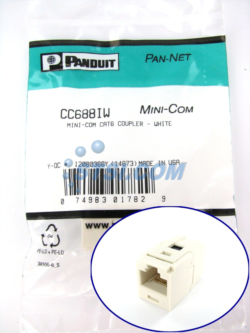 Panduit CC688IW Mini-Com Cat6 Coupler Module RJ45 8P8C, Off-White ~STSI