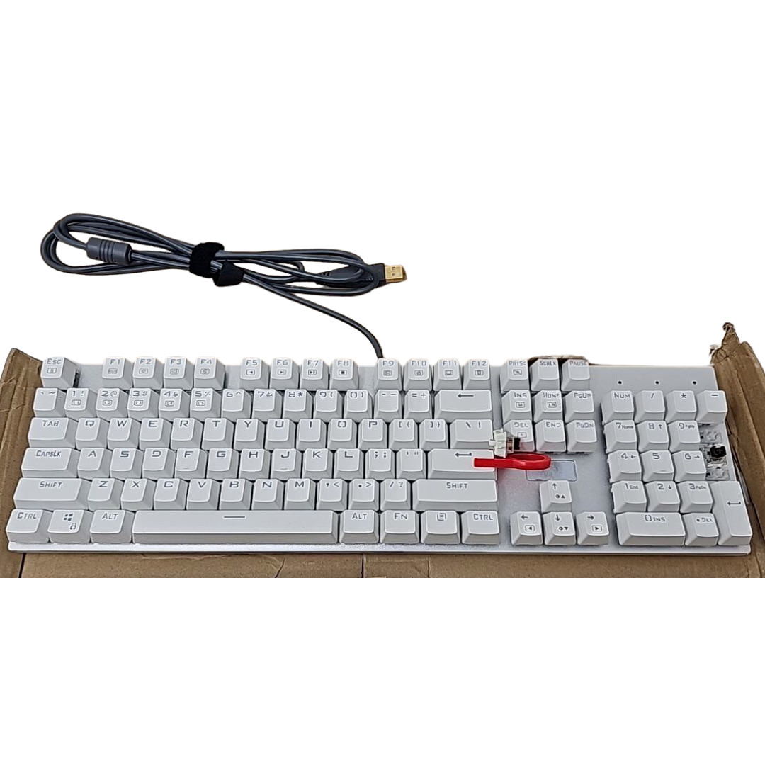 E-Yooso Z-88 RGB Mechanical Keyboard Full Size Spare Parts 104 Keys White READ
