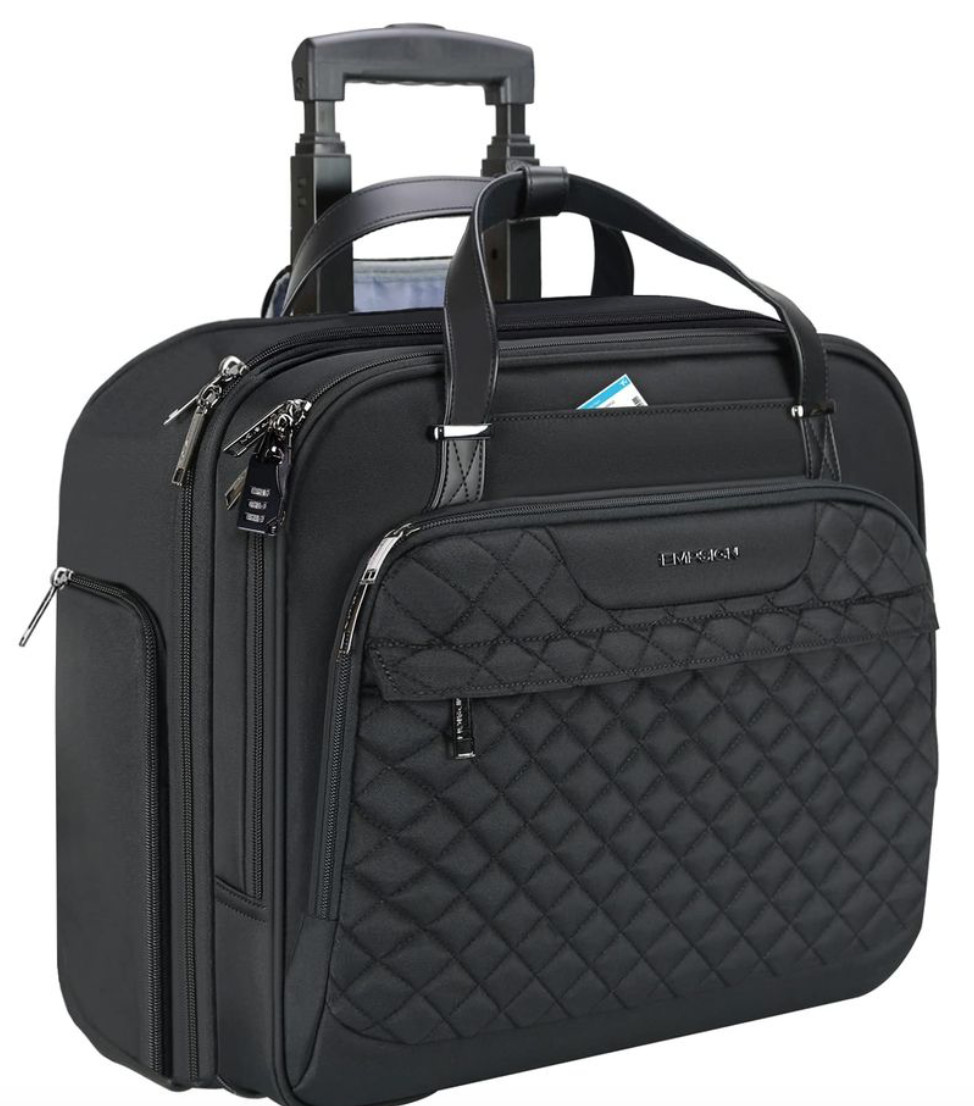EMPSIGN Rolling Bag w Wheels Briefcase Women Fits Up to 15.6" Laptop RFID Pocket