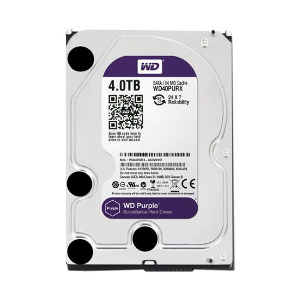 Western Digital Purple 4TB WD40PURX 5400RPM SATA 3.5" Internal HDD Hard Drive