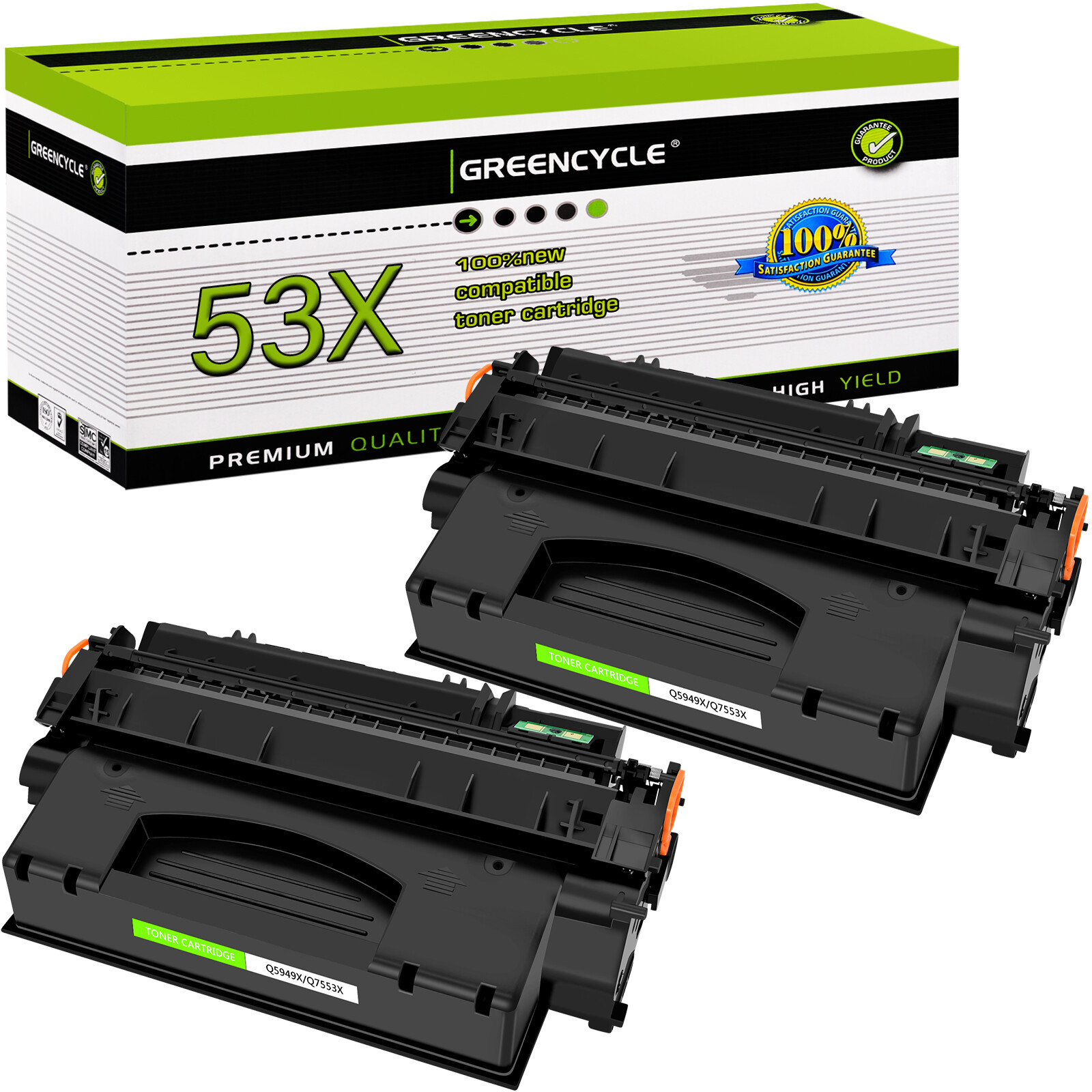 GREENCYCLE 2PK Q7553X 53X Toner For HP Laserjet P2014 P2015 M2727 MFP M2727nf