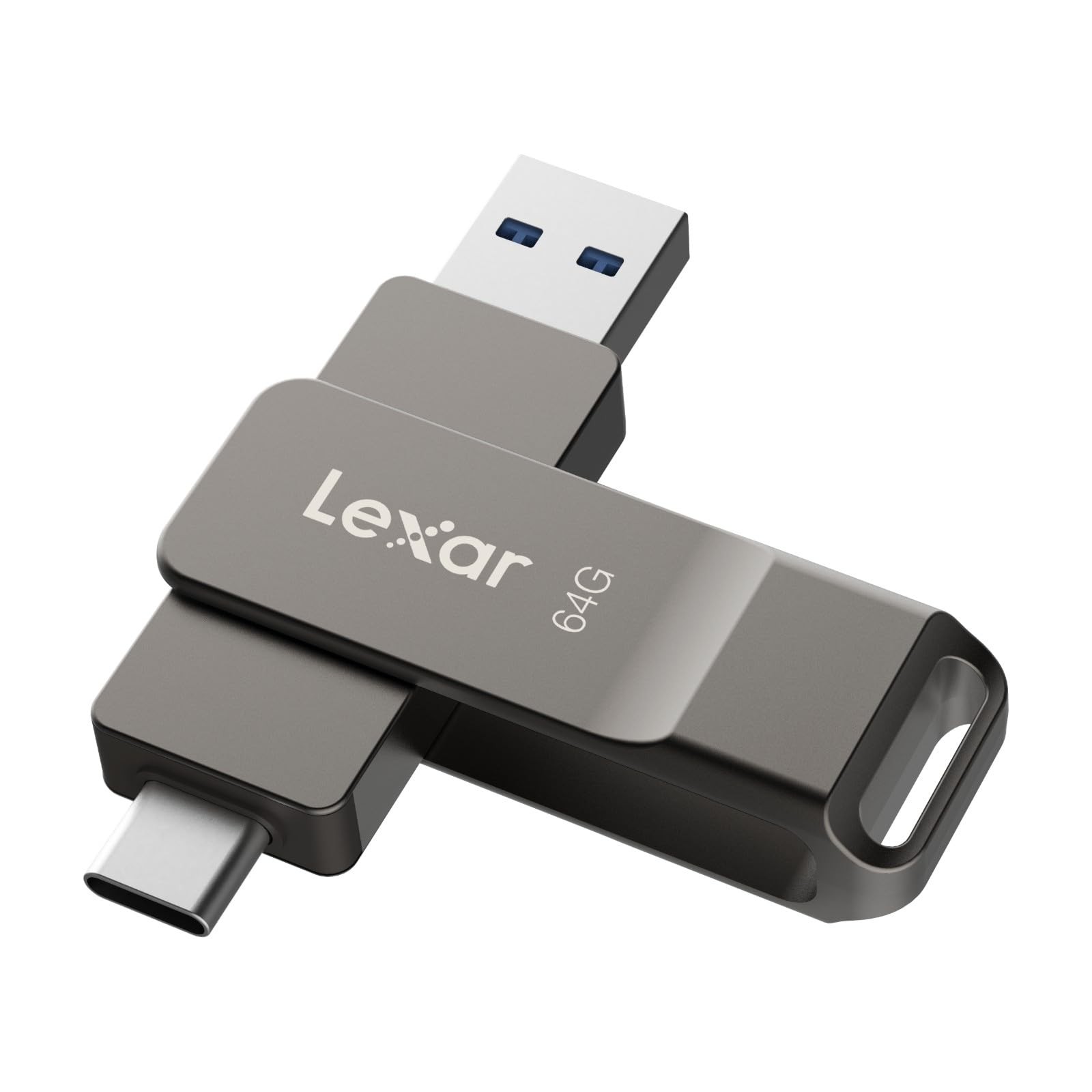 Lexar D40E 64GB Dual USB 3.2 Gen 1 TypeC Jump Drive, Titanium Grey