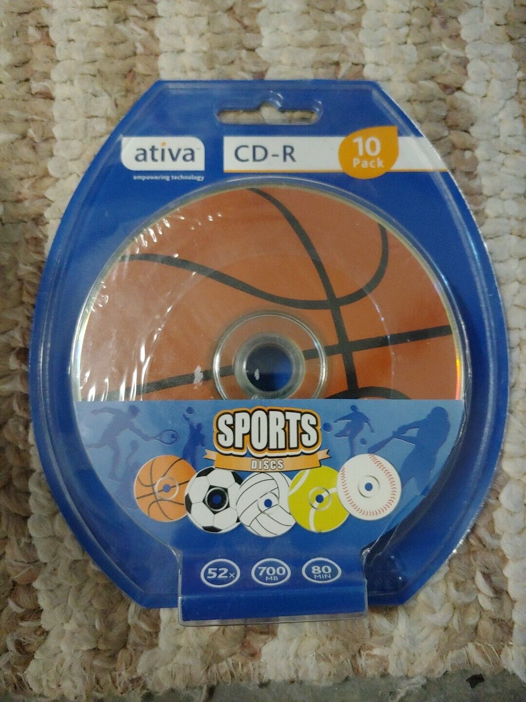 2007 Ativa Sports Themed CD-R 10 Pack - Speed 52x, Storage 700MB or 80 Minutes 
