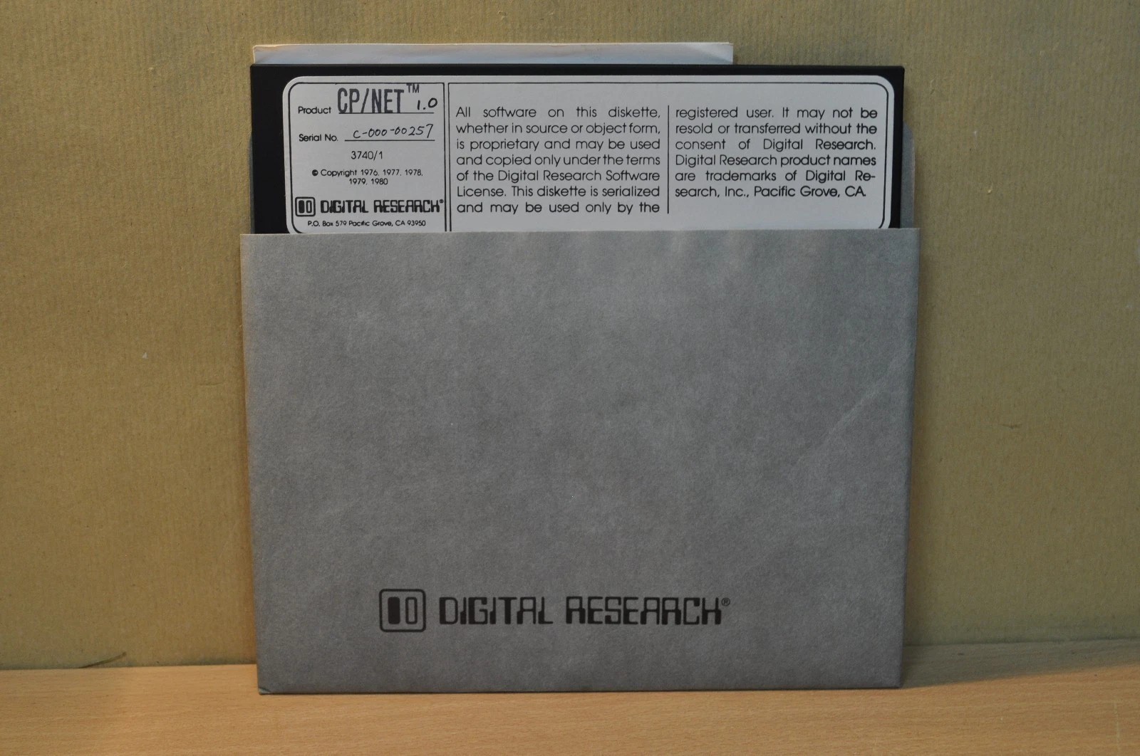 CP/NET Ver 1.0 Digital Research  8' inch Software  Serial No. C-000-00257