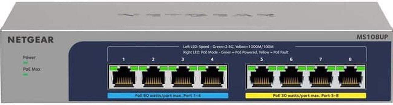 NETGEAR Ultra60 8 Ports Standalone Ethernet Switch Model MS108UP-100NAS