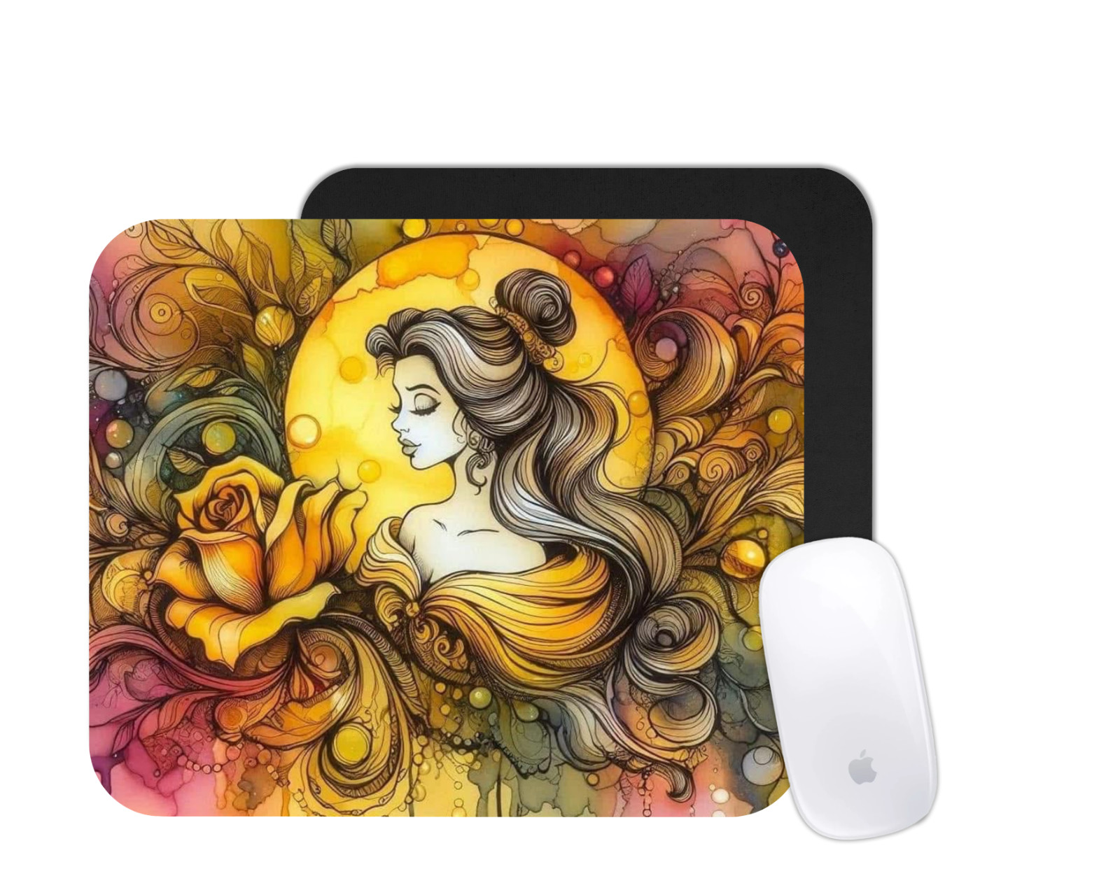 Watercolor Princess Fairy Tale Cartoon Mouse Pad Laptop Computer Office Mat