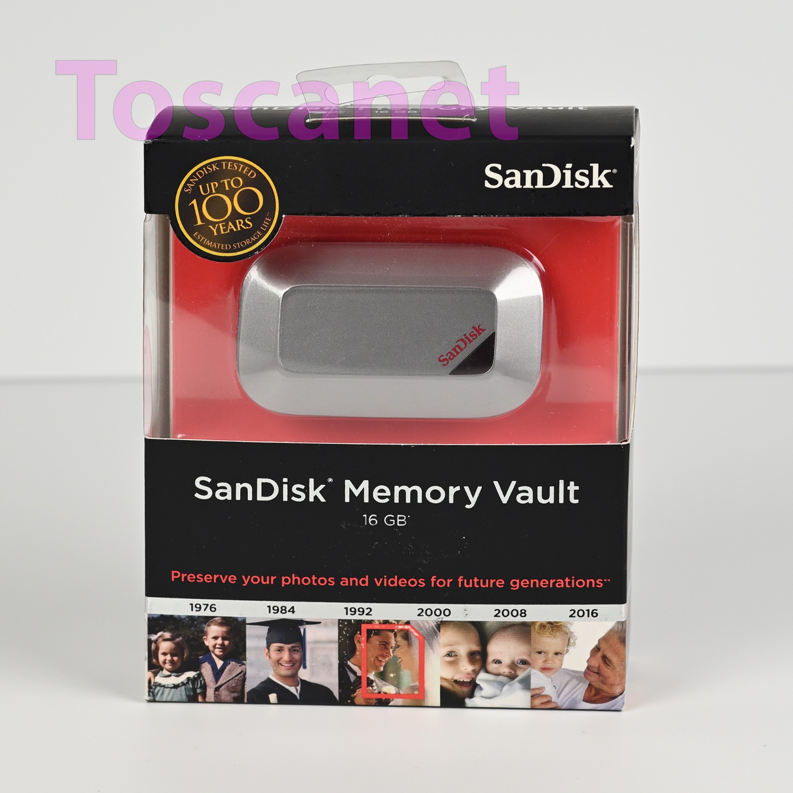 SanDisk Memory Vault 16GB Storage Life up to 100 Yr, w/ USB Cable, New