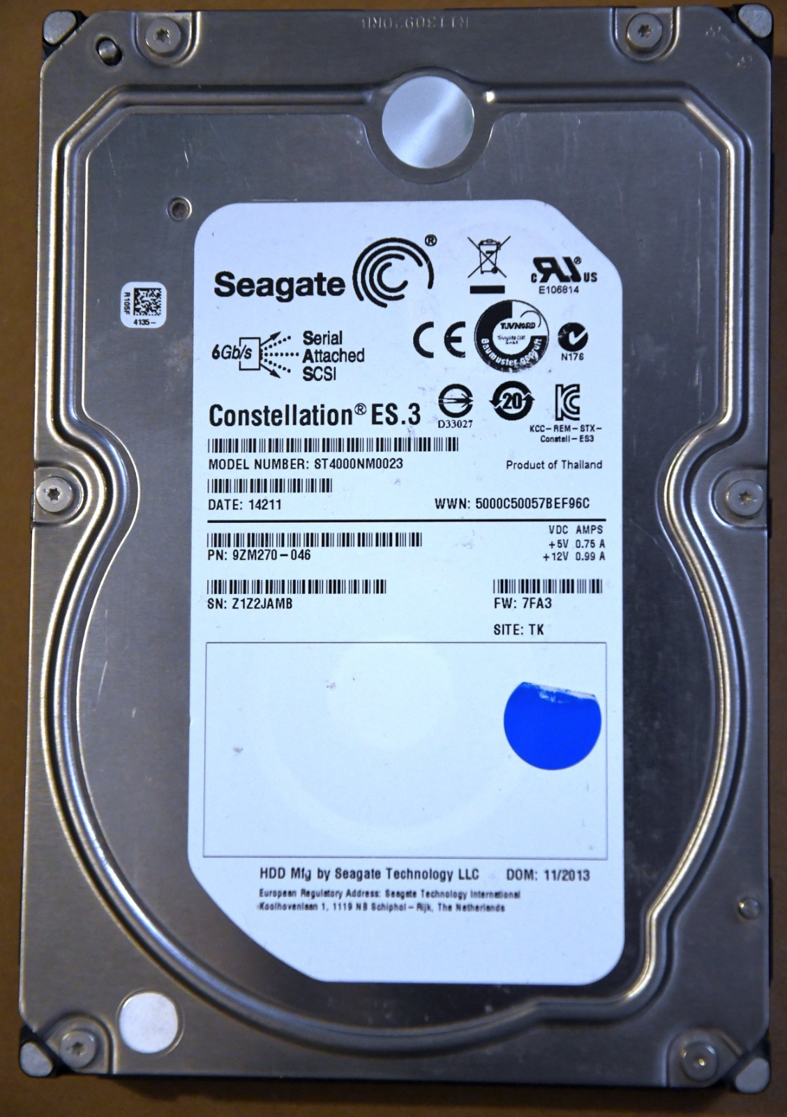 Seagate ST4000NM0023 SAS Hard Drive 4000GB 6gb/s