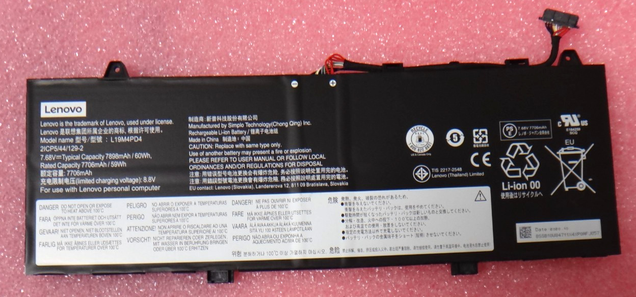 OEM Lenovo Flex 5G 14Q8CX05 14" 5B10W84712 Battery L19M4PD4 7.68V 7898mAh 60Wh