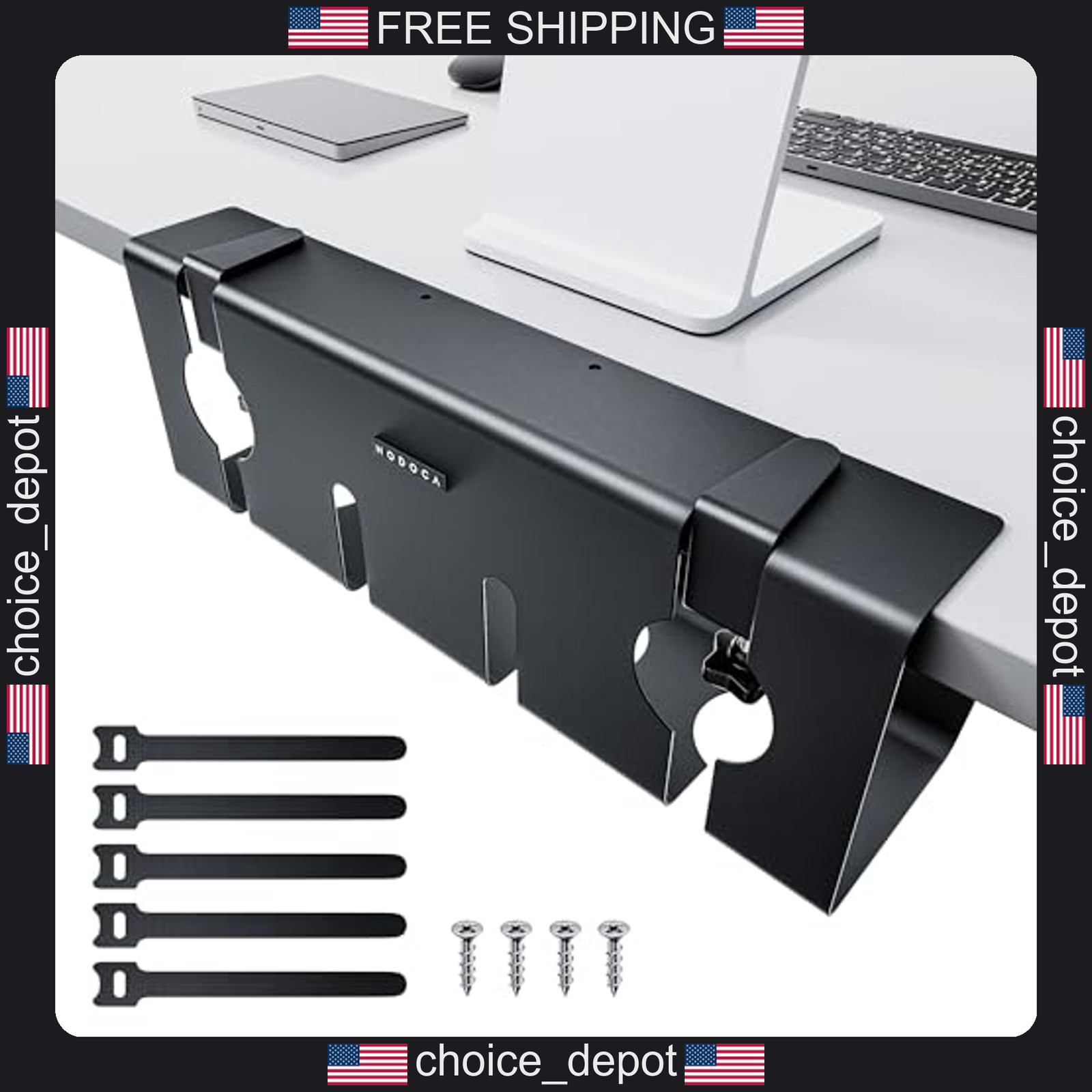 No Drill Under Desk Cable Management Tray 17 inch Wire Organizer Black