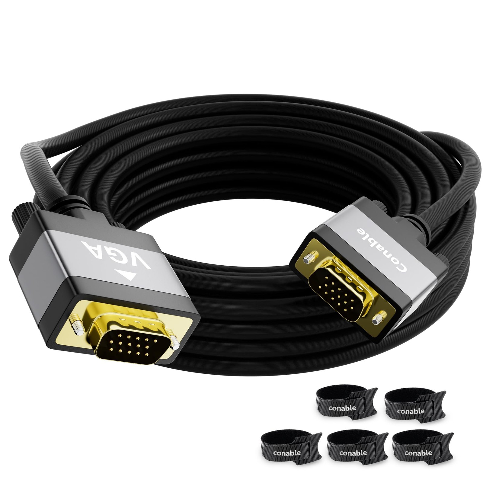 VGA to VGA Cable 20ft Long Male to Male 15 Pin 1080P Monitor Cord Black