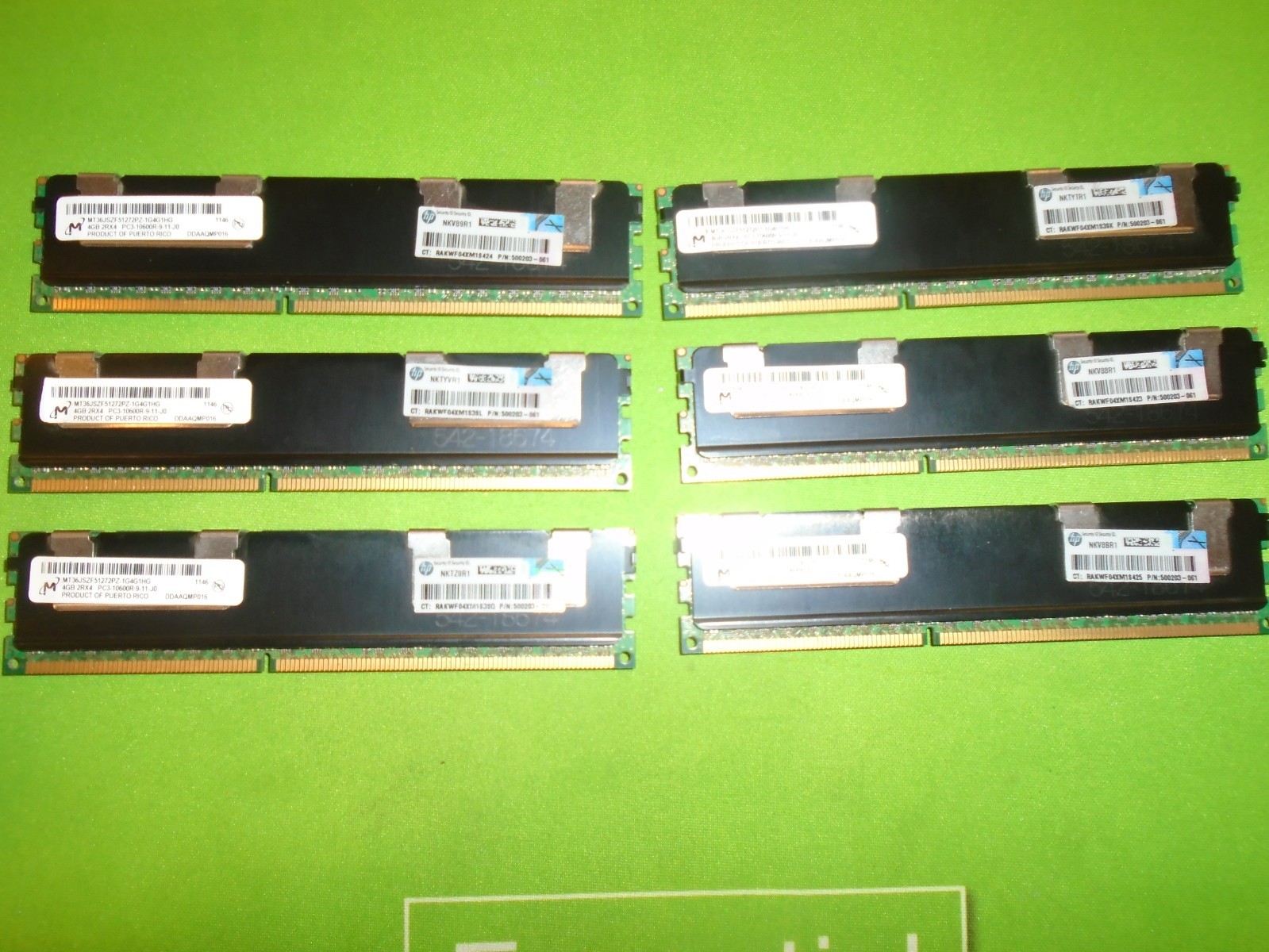 24GB (6x 4GB) Samsung RDIMM ECC REG DDR3-1333 HP 500203-061 Server RAM