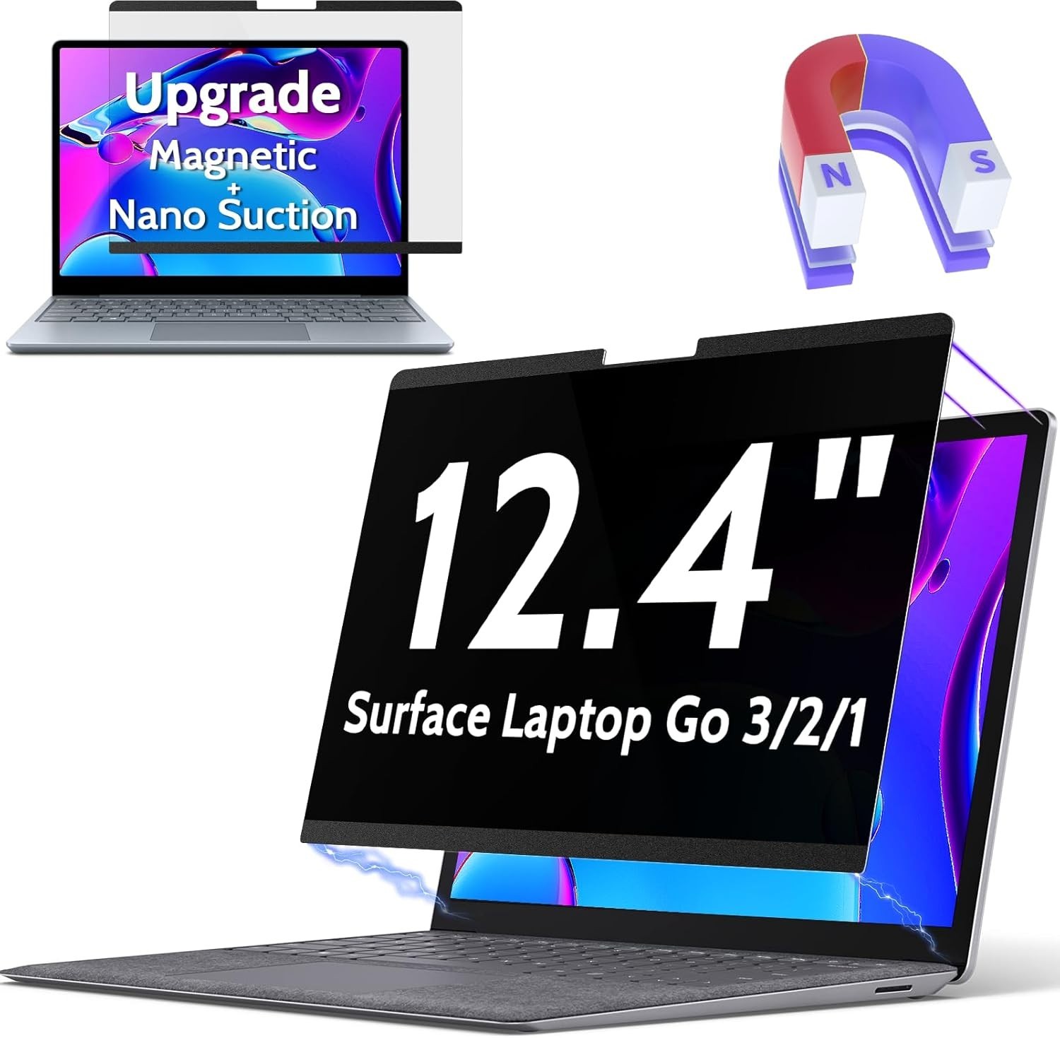 Peslv Surface Laptop Go 12.4 Inch (3/2/1), Privacy Filter