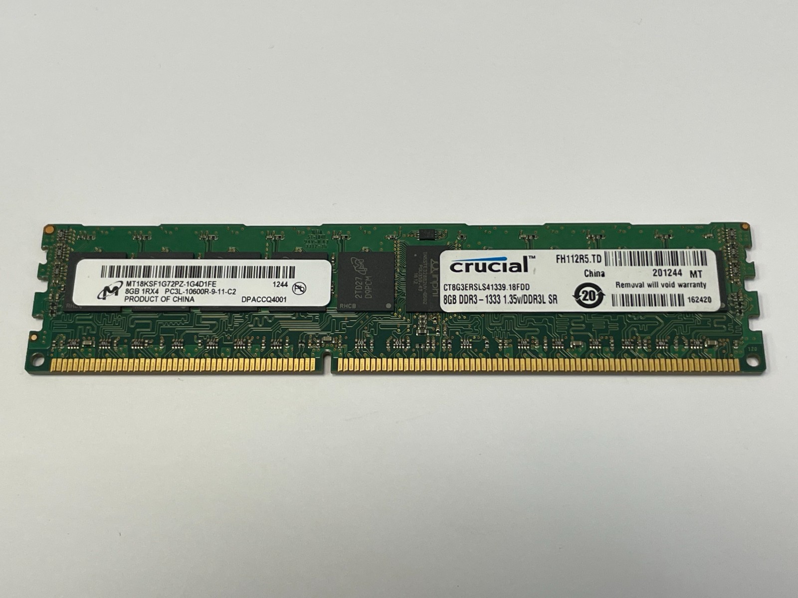 Crucial 8GB (1-Sitck) PC3L-10600R DDR3 1333 ECC Memory CT8G3ERSLS41339.18FDD