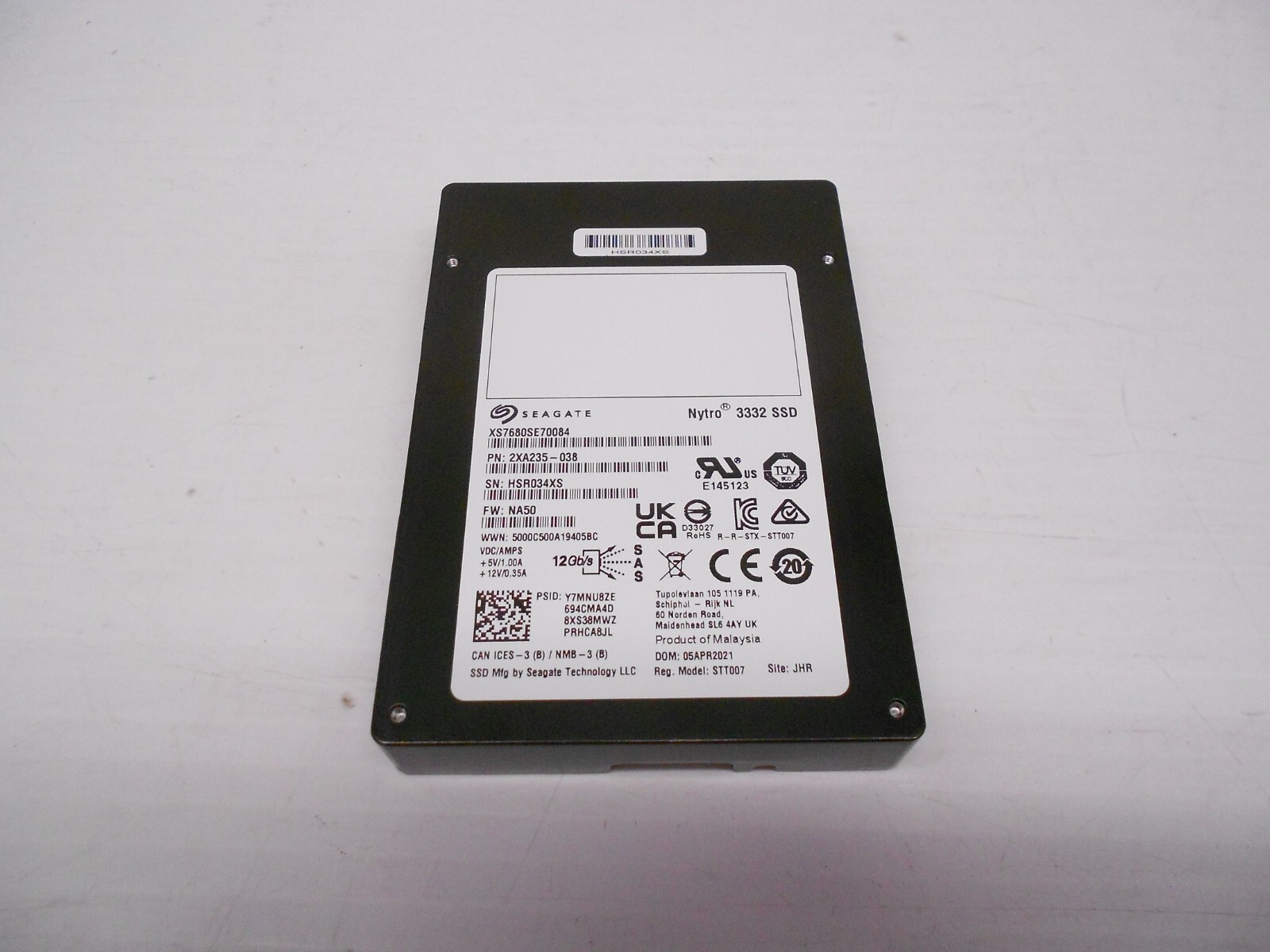 Seagate Nytro 3332 7.68TB SSD SAS 12G Server Hard Drive Dell HP XS7680SE70084