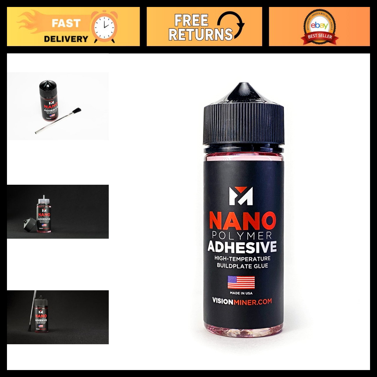 Nano Polymer Adhesive 120ml - 3D Printing Bed Adhesion, No Mess, Non-Toxic, Easy
