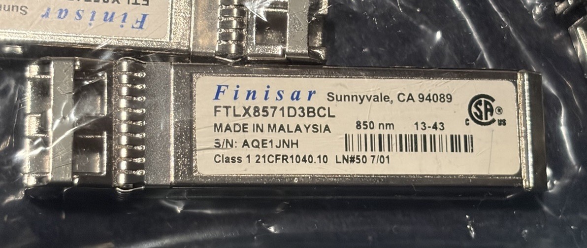 Lot of 15 Finisar FTLX8571D3BCL 10G SFP+ SR 850nm Multimode Optical Transceiver