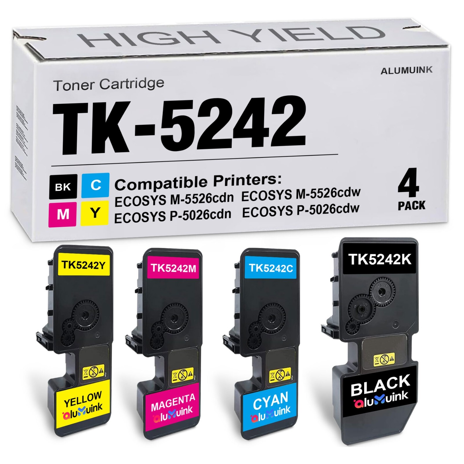 TK5242 Toner Cartridge 4-Pack Compatible for Kyocera M5526cdw M5526cdn Printers