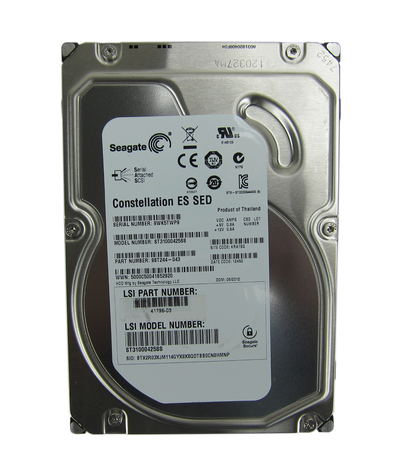 Seagate Constellation ES SED ST31000425SS 1TB 7.2K 6Gb/s SAS 3.5" HDD