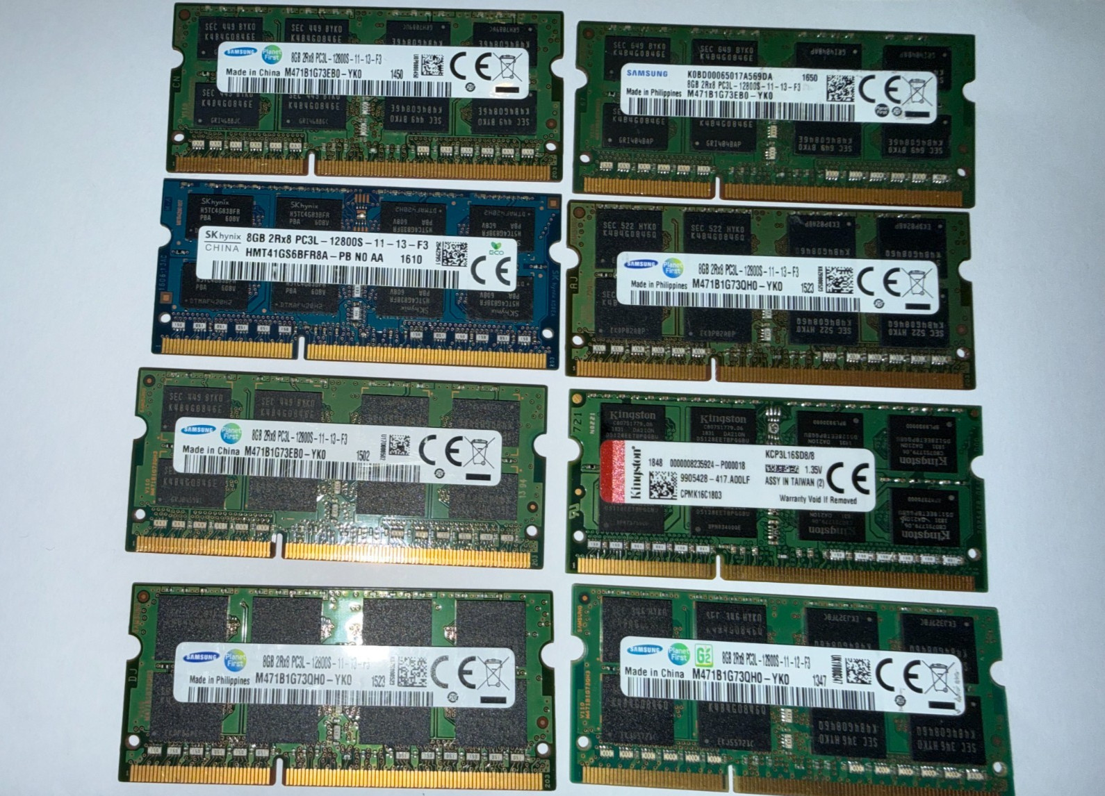64GB (8x8GB) PC3L-12800s DDR3-1600MHz 2Rx8 Non-ECC Samsung M471B1G73EB0