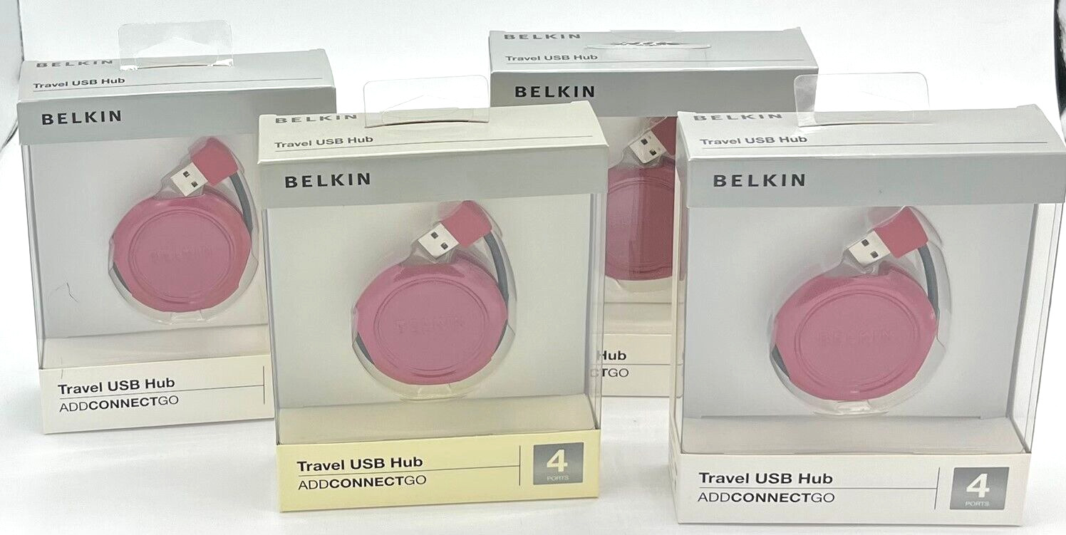 Belkin 4 Port Travel USB Hub Charger F4U006 RED  NEW
