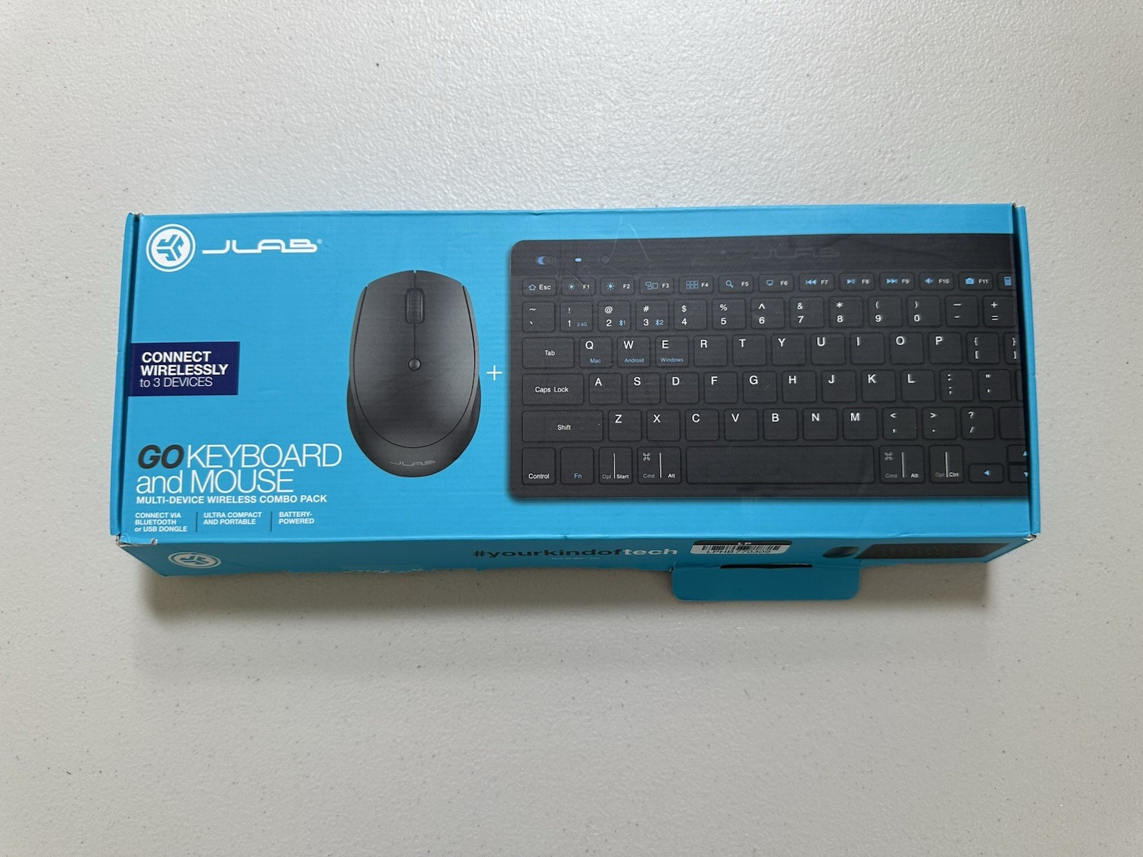 JLabs GO keyboard and mouse, Bluetooth, with USB adapter, OPEN BOX.