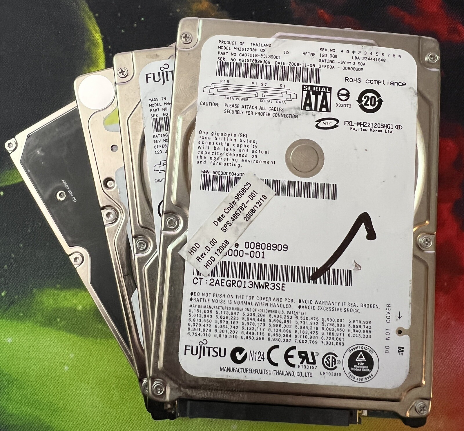 LOT OF QTY 5 120gb 2.5" Laptop SATA Replacement Hard Drives AS IS AS IS