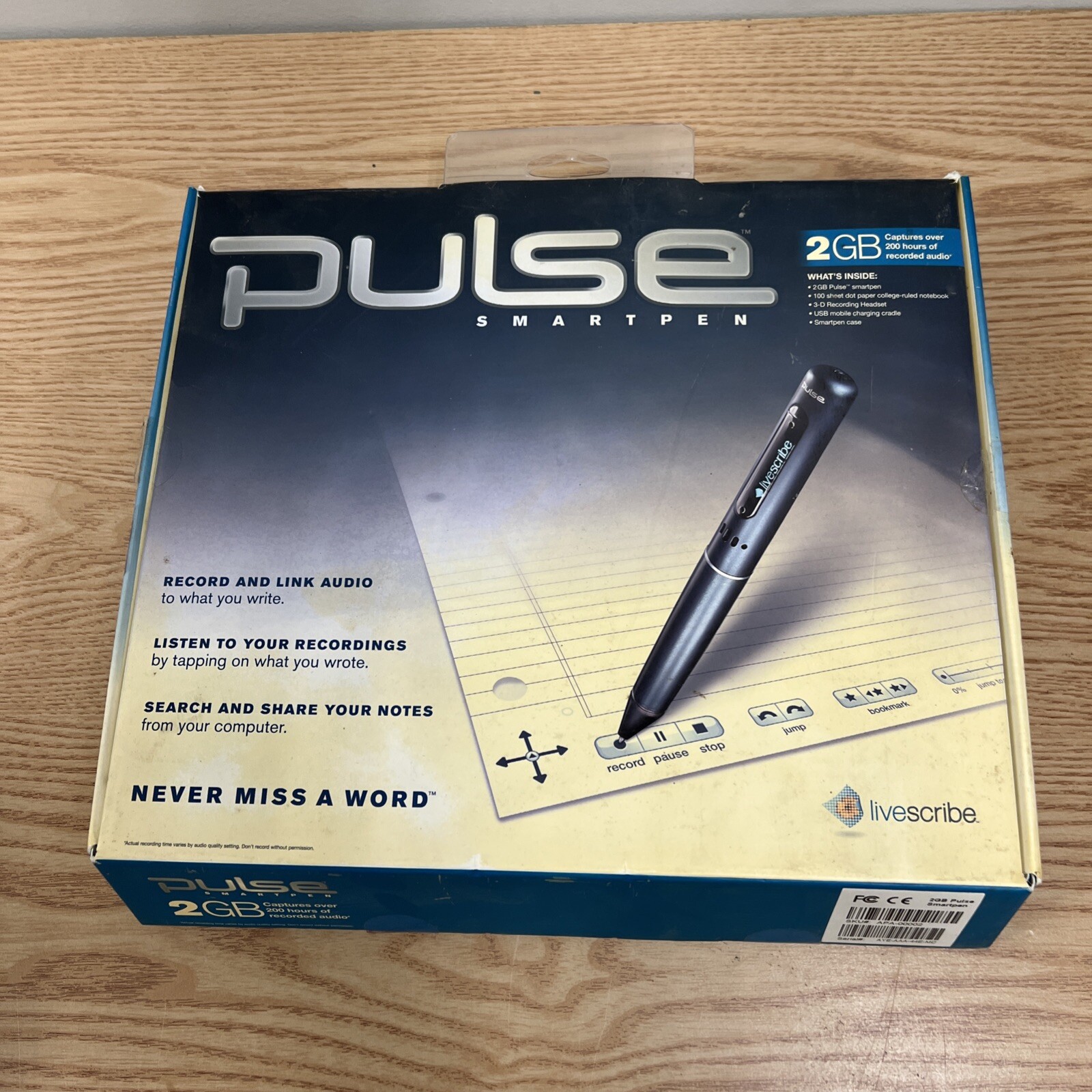 Livescribe Pulse Digital SmartPen  2GB USB "Never Miss A Word"