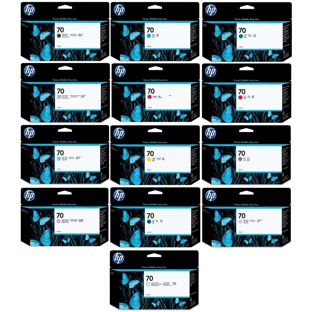 New Genuine Sealed HP 70 Set of 13 Inkjet Cartridges 130ml 2020-2026