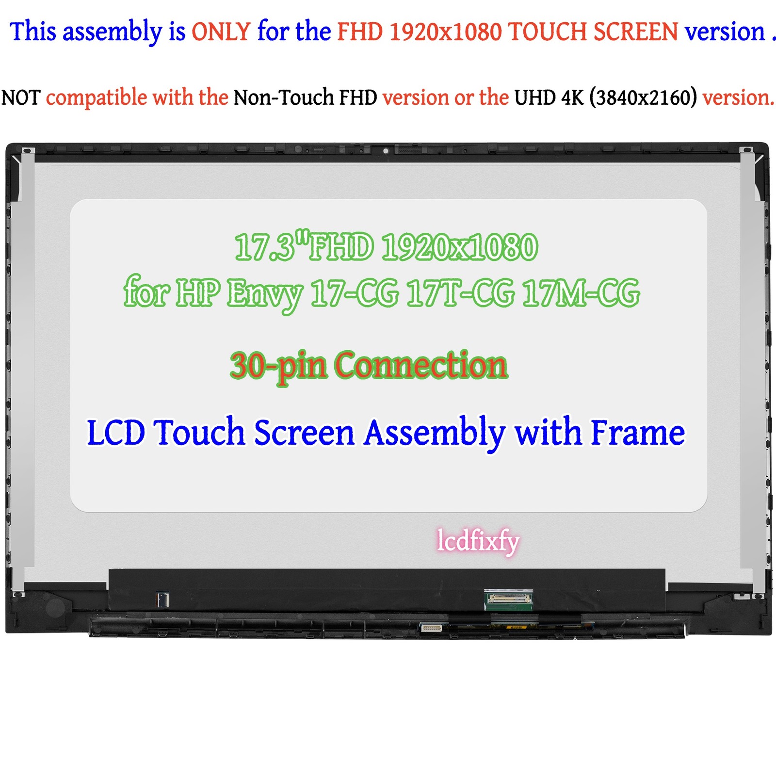 L87971-001 Replacement for HP Envy  17-CG1065CL17-CG1075CL FHD LCD Touch Screen