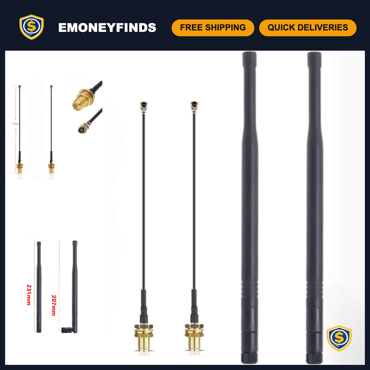 2-Pack 8dBi 915MHz LoRa Antenna SMA Male Omni-Directional High Gain for IoT, Mes