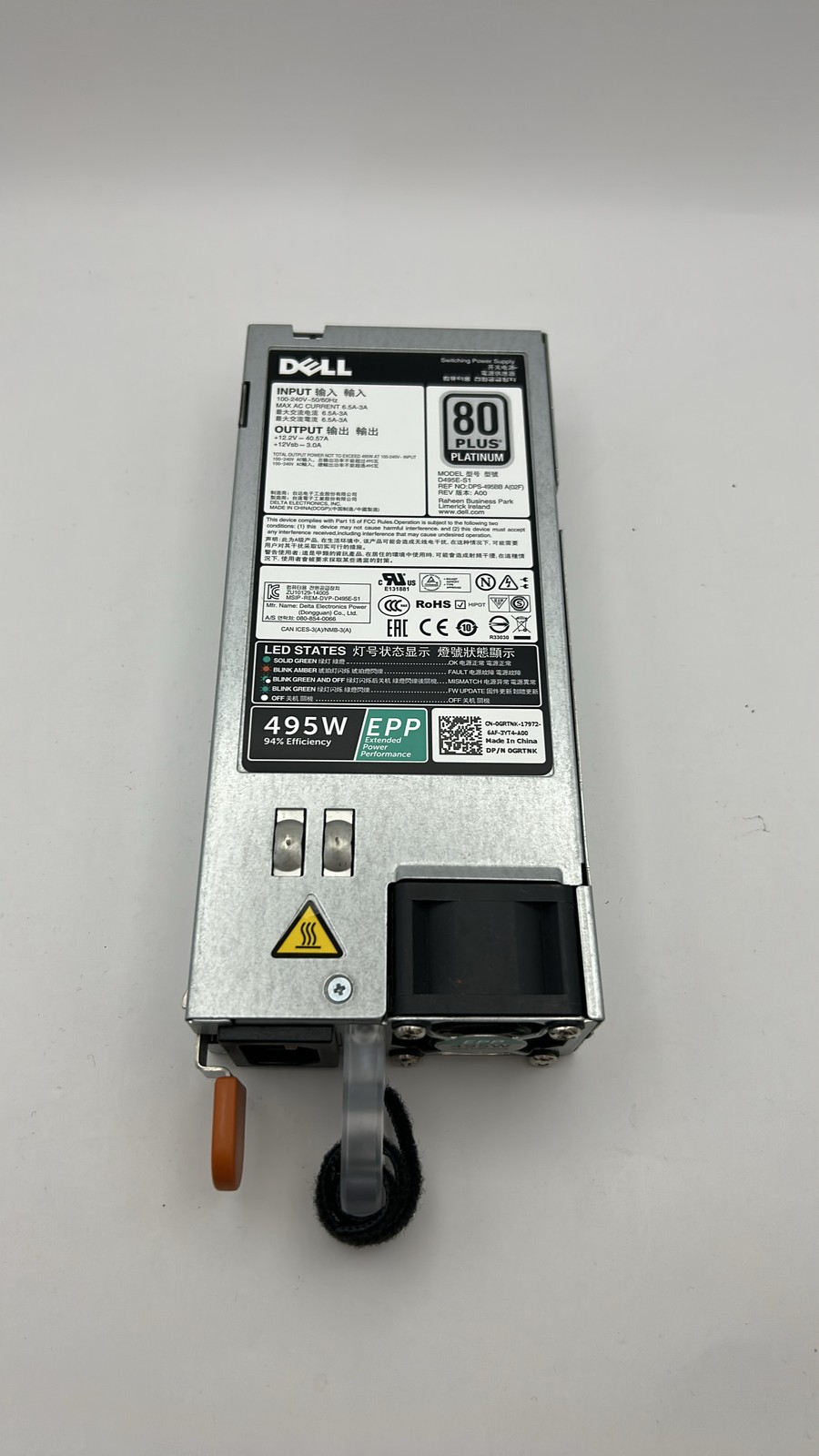 Dell 495W 80 Plus Platinum PSU D495E-S1 0GRTNK for PowerEdge