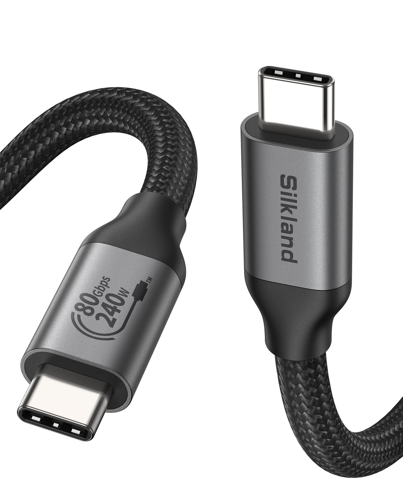 Silkland 80Gbps USB 4 for Thunderbolt 5 Cable 4FT, 120Gbps Bandwidth, 240W