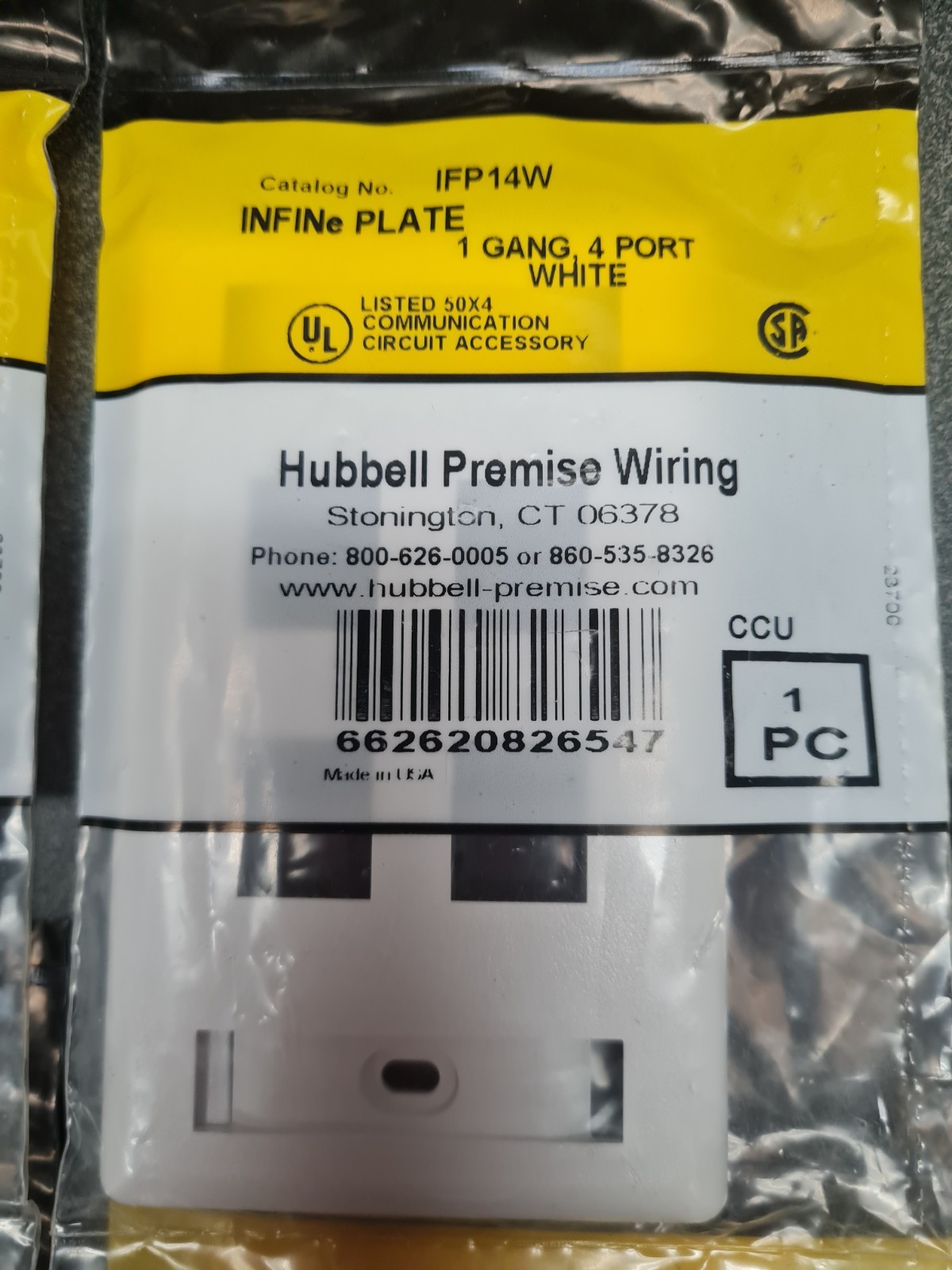 BRAND NEW LOT OF 6 HUBBELL IFP14W I-STATION PLATE 1 GANG 4 PORT WHITE