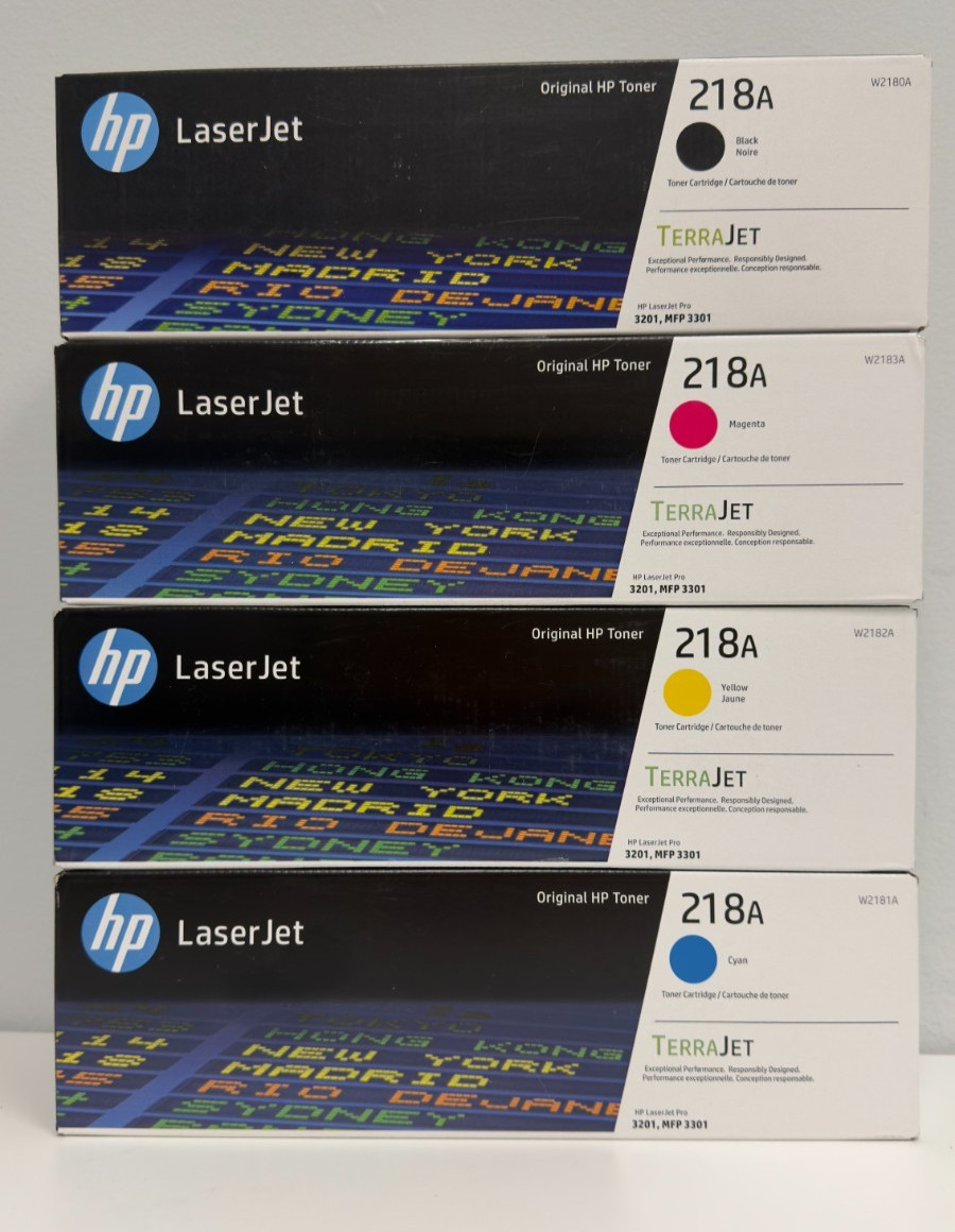 HP 218A Complete Toner Set KYCM for LaserJet Pro 3201dw MFP 3301fdw Genuine New