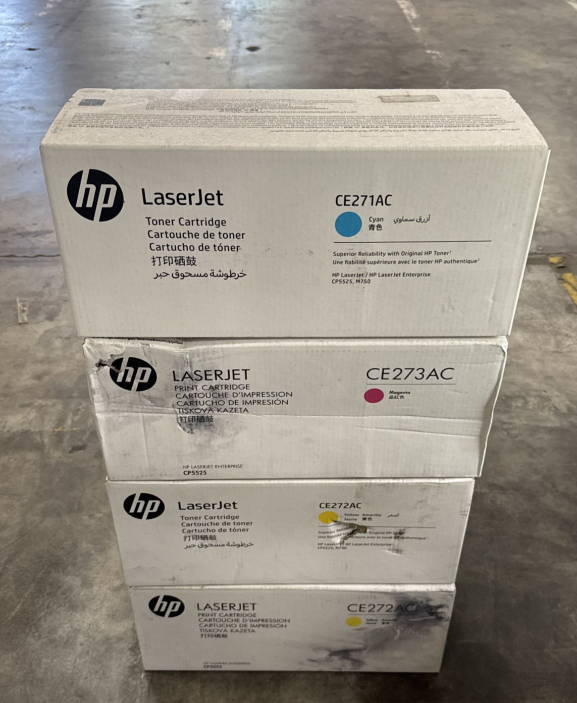 Set of 4 HP 650A TONER CARTRIDGES CE271A CE272A CE273A - CP5525 *Read*