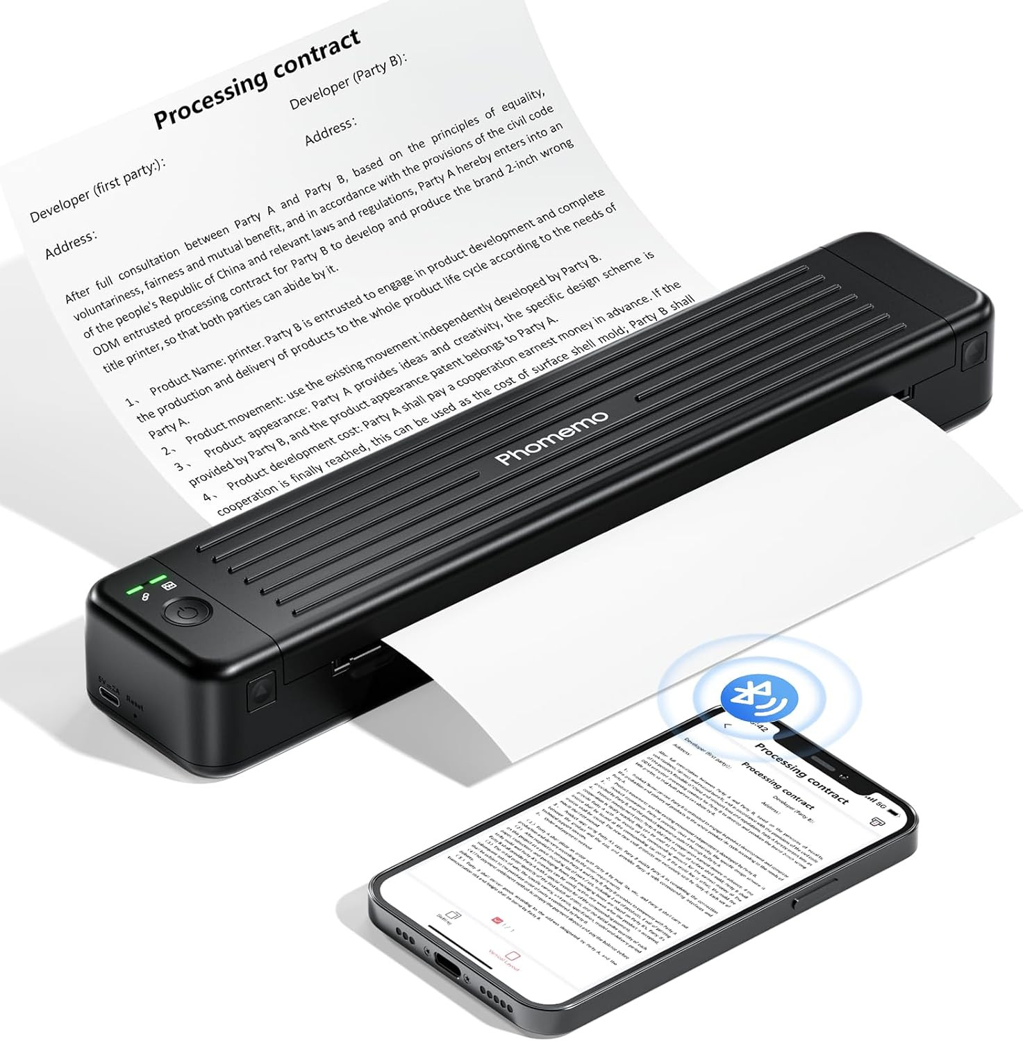 Phomemo Portable Printers Wireless for Travel, P831 Bluetooth Thermal Transfer P