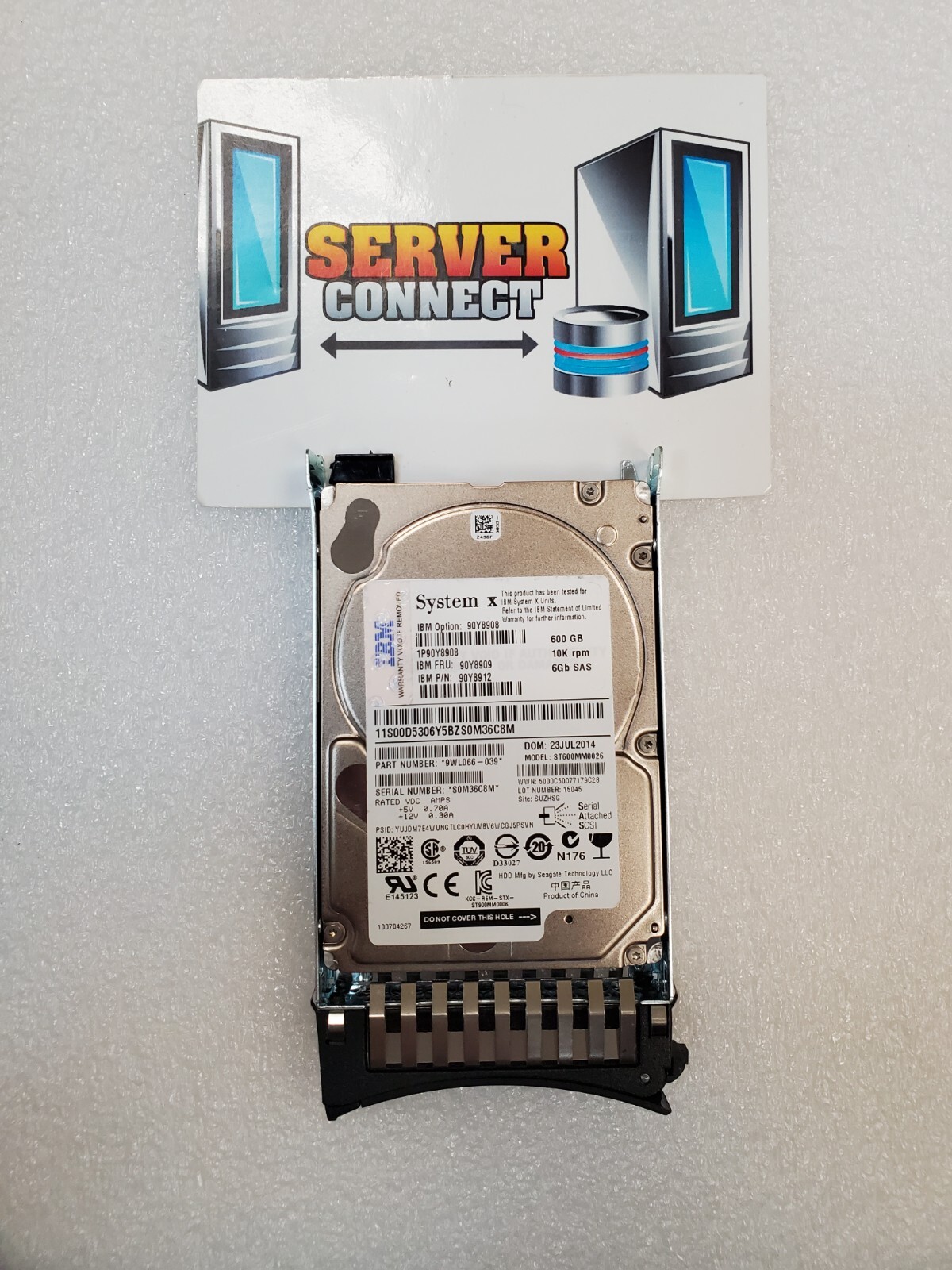 90Y8908  IBM 600GB 10K SAS 6G 2.5" -G2HS SED 90Y8912 HDD 90Y8909
