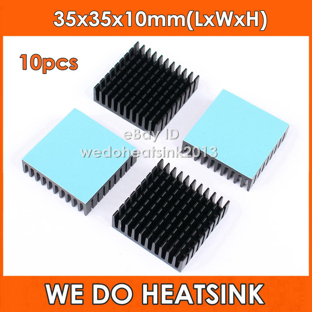 10pcs 35x35x10mm IC CPU CHIP Heat Sink Heasink  With Adhesive Double Sided Tape