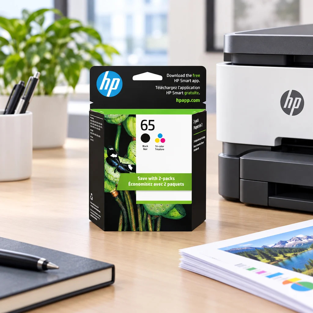 HP 65 Black & Tri-Color Ink Cartridges 2 Pack Genuine New Exp 2027