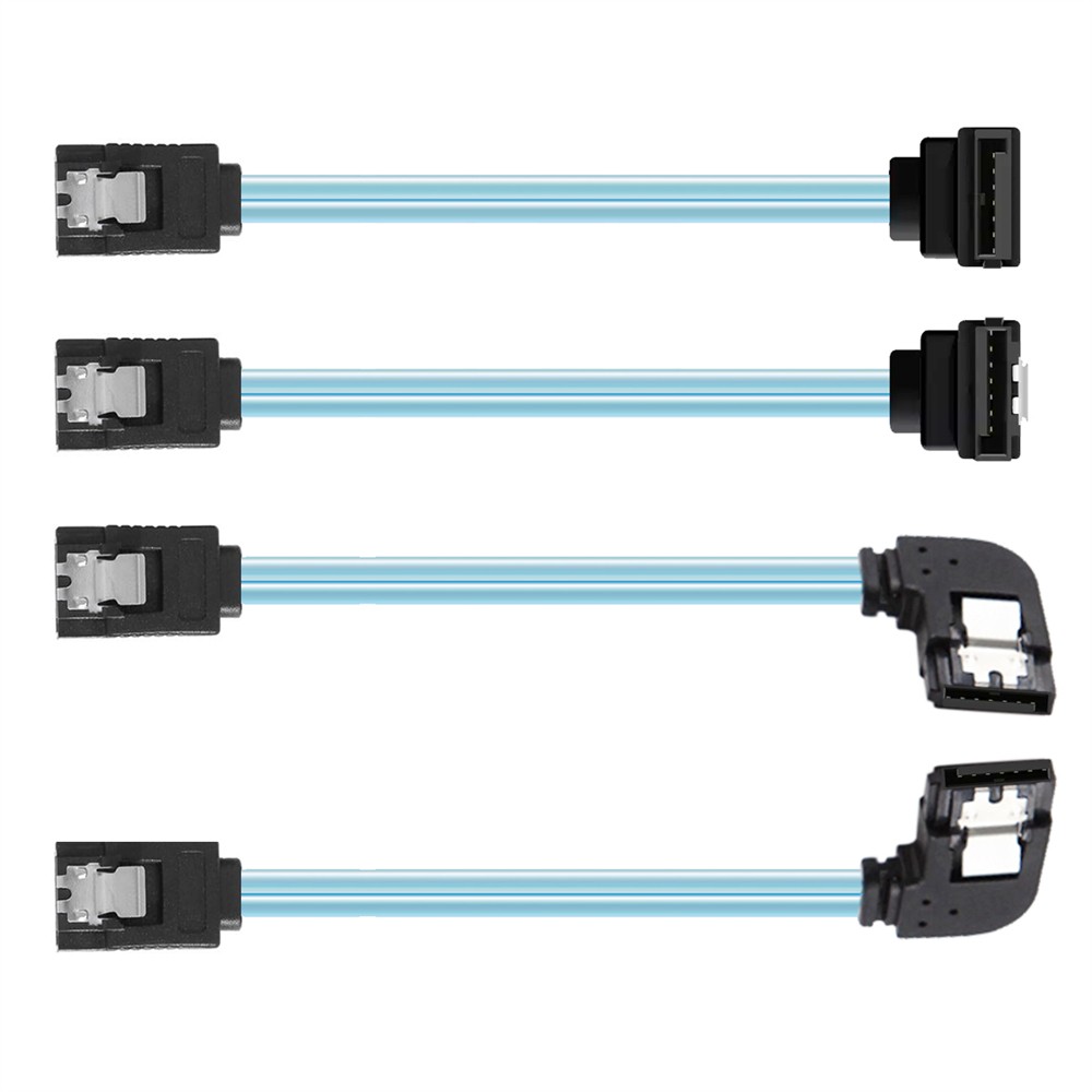 CY 4pcs Angled Internal 4-SATA to 4SATA 7pin Target Disk 6Gbps Server Cable 25cm