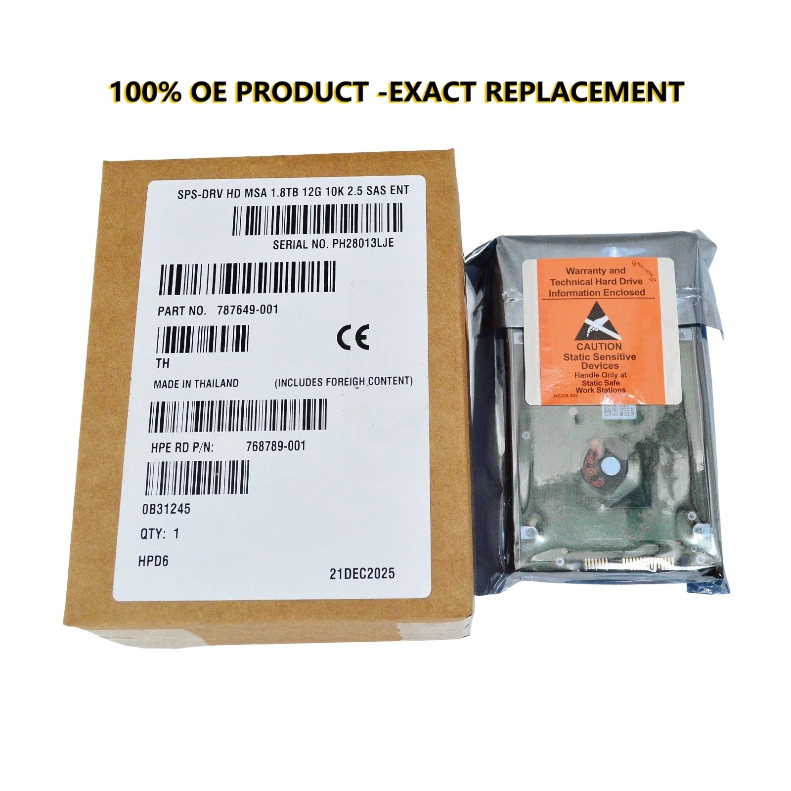 New For J9F49A 787649-001 HPE MSA 1.8TB 2.5" SAS 10K 12G SFF BC HDD Hard Drive