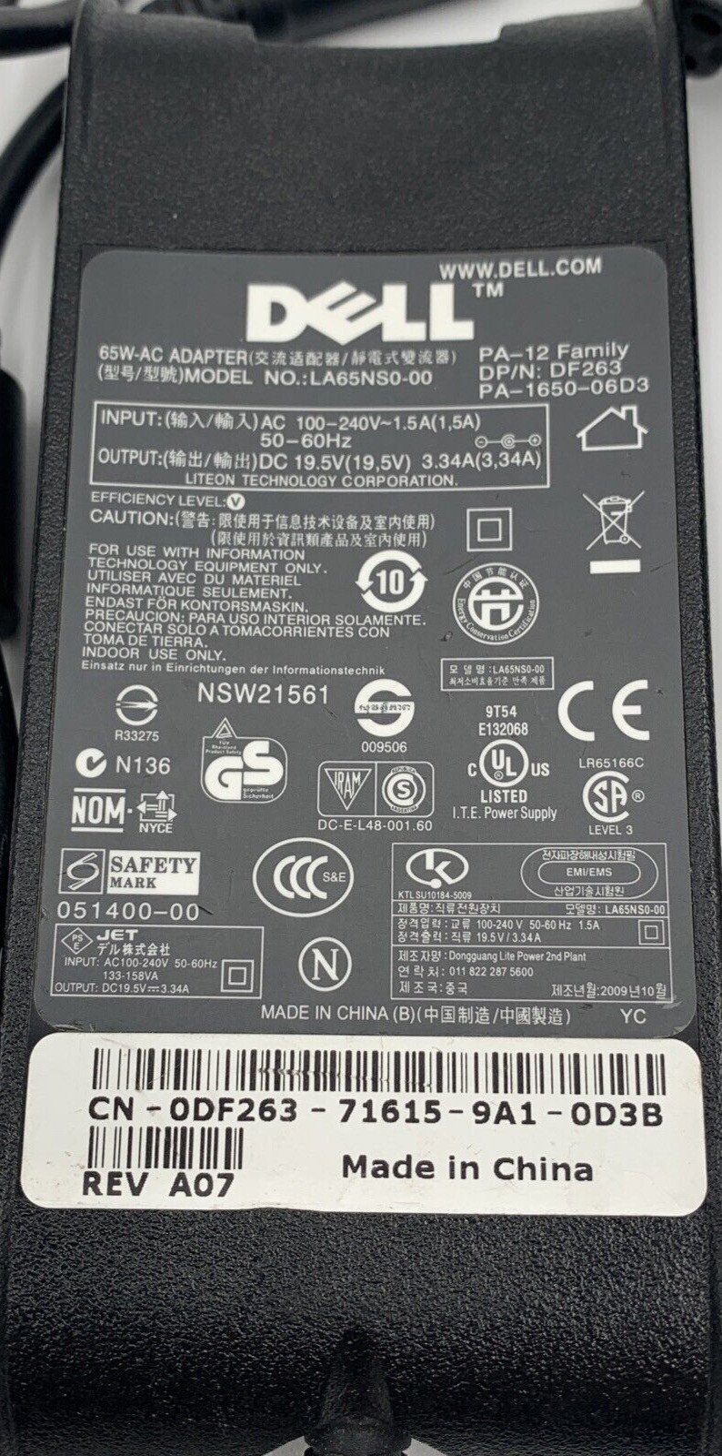 Dell Laptop Power Adapter LA65NS0-00 AC Various OEMs Inspiron Precision Latitude
