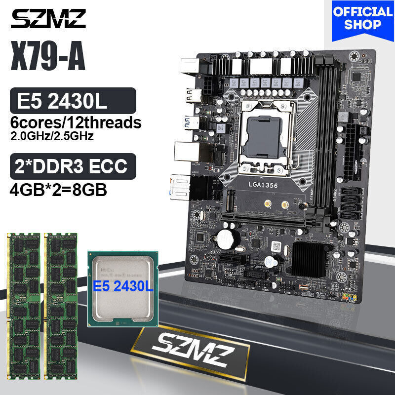 SZMZ X79A Motherboard Kit With Xeon E5 2430L CPU & 8GB DDR3 ECC RAM X79 LGA 1356